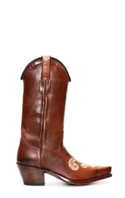 Stivali Texani Tony Mora Marrone Con Ricamo Floreale A Contrasto