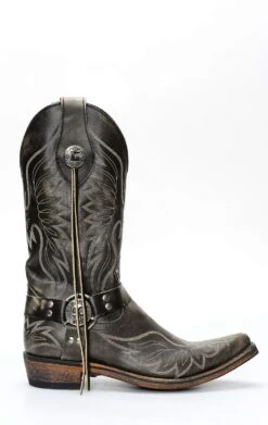 Stivali Liberty Black In Pelle Spazzolata Nera Con Ricami