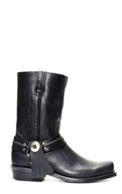Stivali Jalisco Biker In Pelle Nera Con Conchos