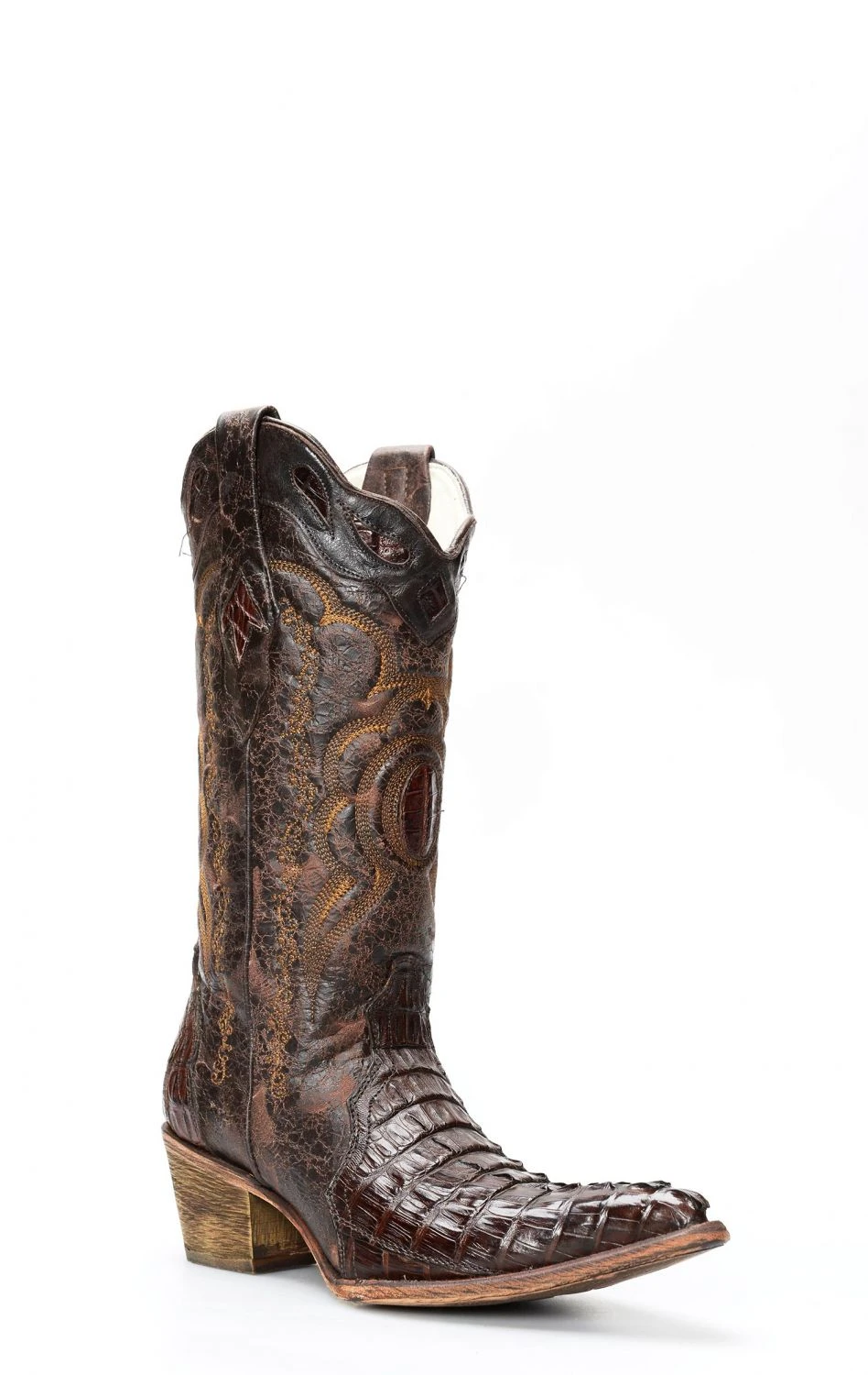 Stivali Texani Frida By Cuadra In Pelle Di Coccodrillo Testa Di Moro 4 Stivali Texani Frida By Cuadra In Pelle Di Coccodrillo Testa Di Moro - immagine 2