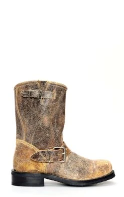 Stivali Jalisco Biker In Pelle Invecchiata Spazzolata Chiara