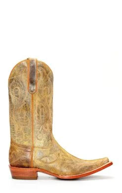 Stivali Jalisco Texano Speciale In Pelle Invecchiata Spazzolata Chiara