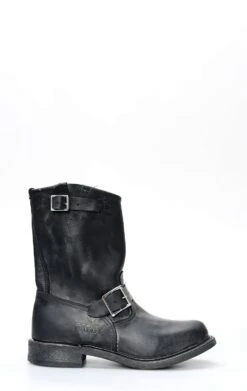 Stivali Walker In Pelle Ingrassata Nera E Invecchiata